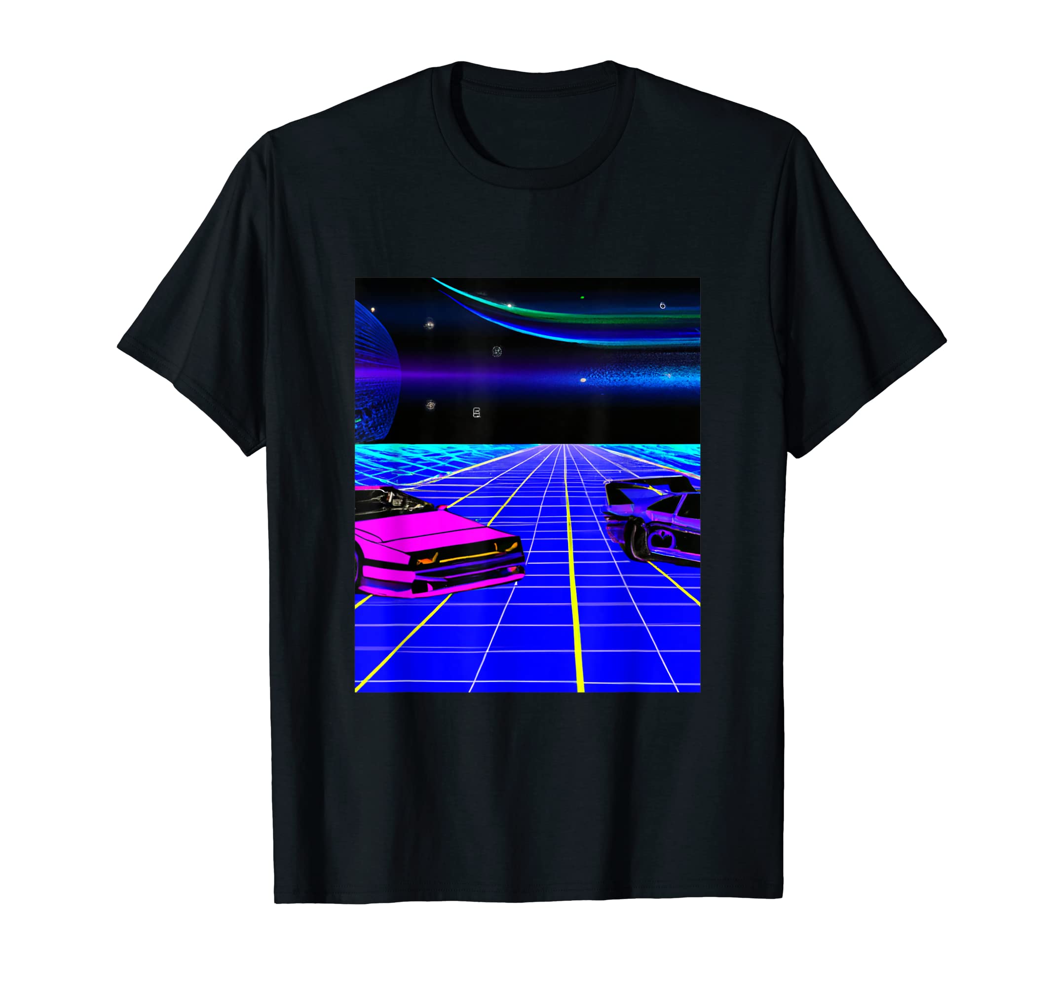 Vaporwave Car Synthwave City T-Shirt - Fun Novelty Design for Adults - T-Shirt, Sweatshirt, Hoodie