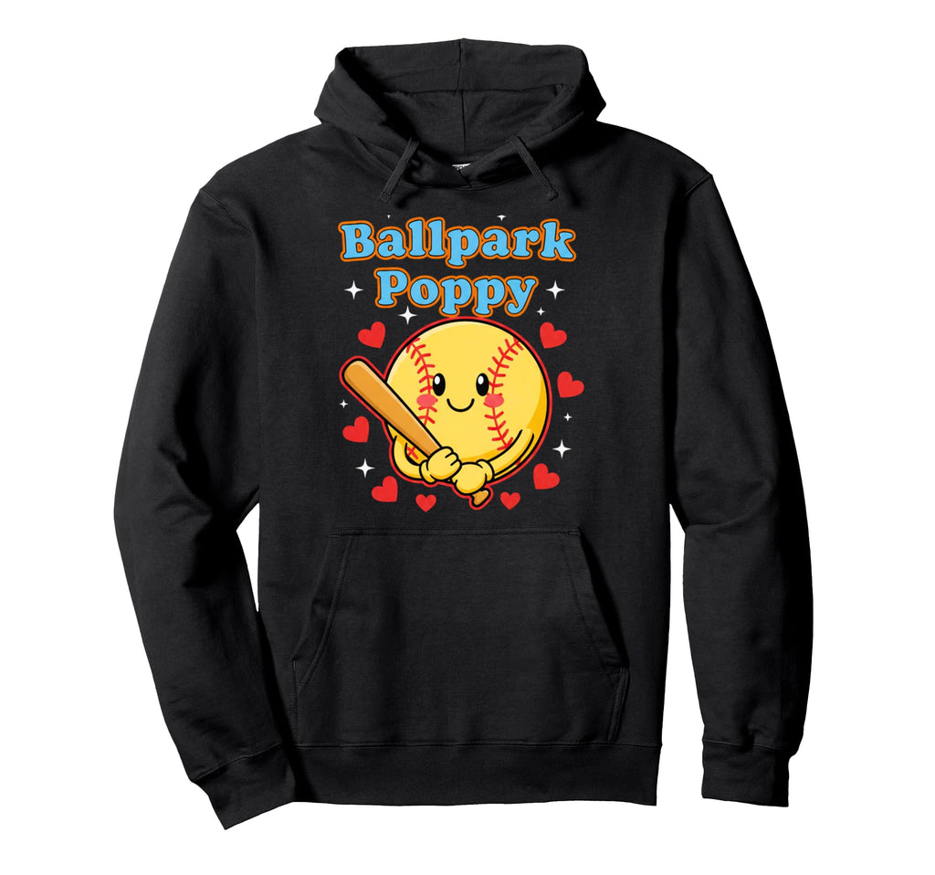 Ballpark Poppy Softball And Baseball Hoodie - Unique Graphic Men Women - T-Shirt, Sweatshirt, Hoodie