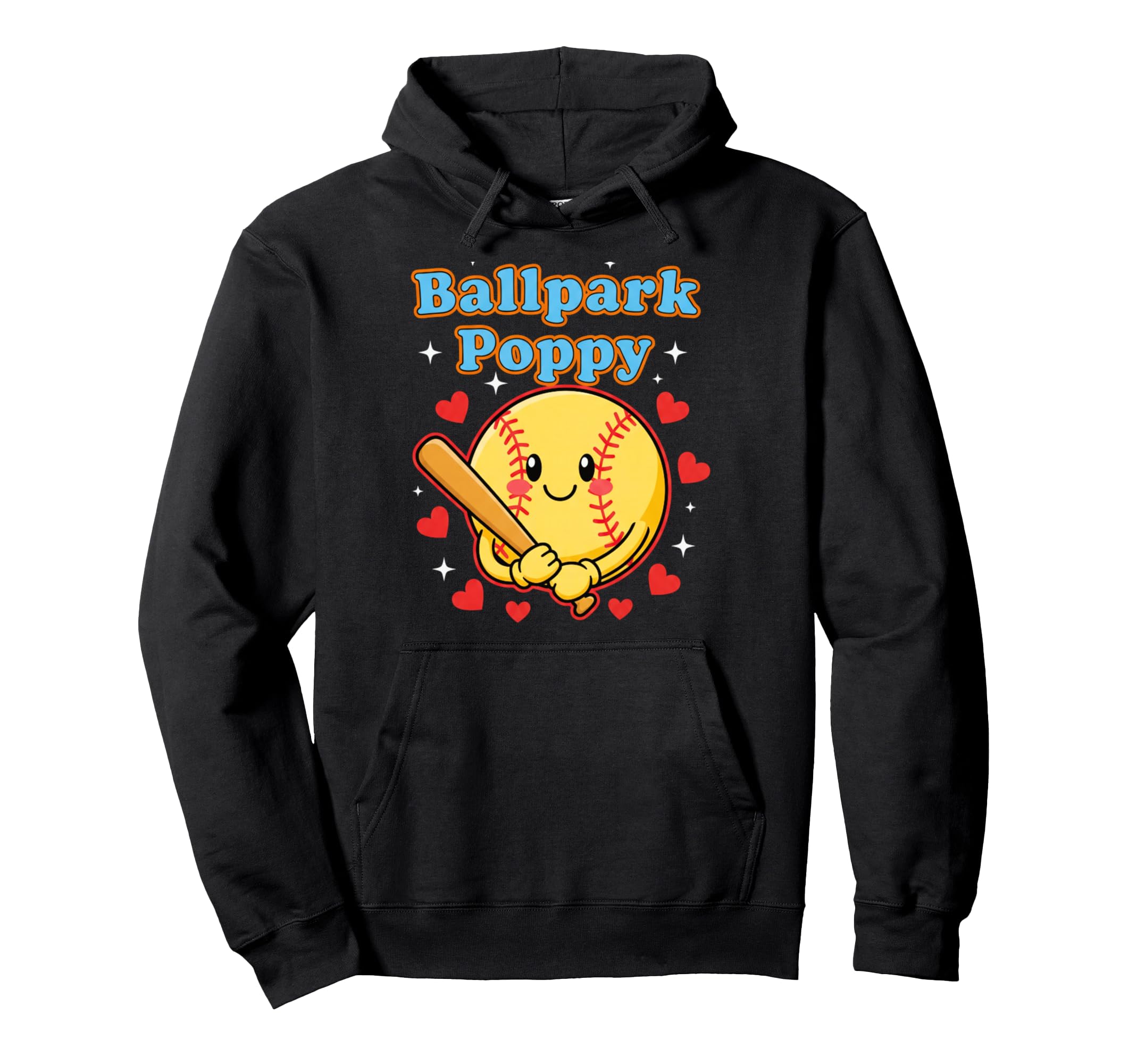 Ballpark Poppy Softball And Baseball Hoodie - Unique Graphic Men Women - T-Shirt, Sweatshirt, Hoodie