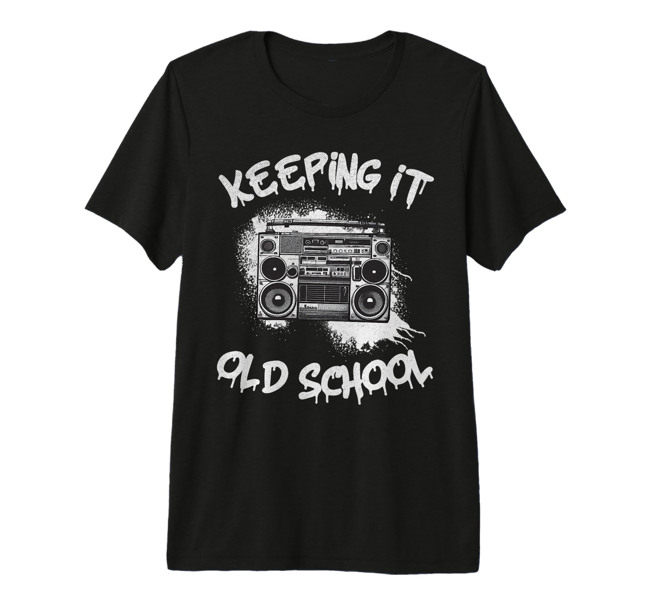 Keeping It Old School Boombox 80S Hip T-Shirt - Custom Art Print Unisex - T-Shirt, Sweatshirt, Hoodie