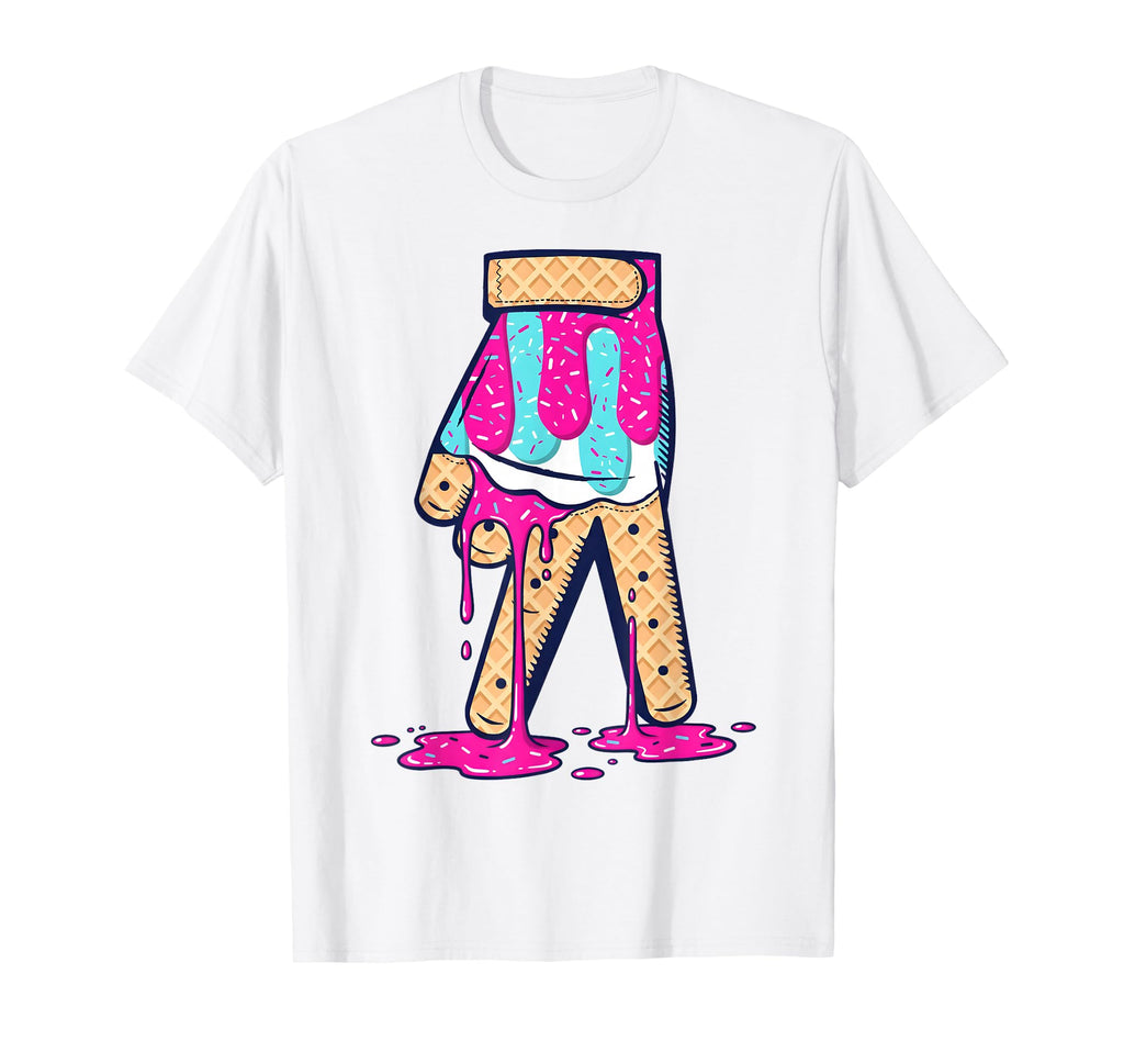 Baseball Ice Cream Drip Glove T-Shirt - Minimalist Print Men Women - T-Shirt, Sweatshirt, Hoodie