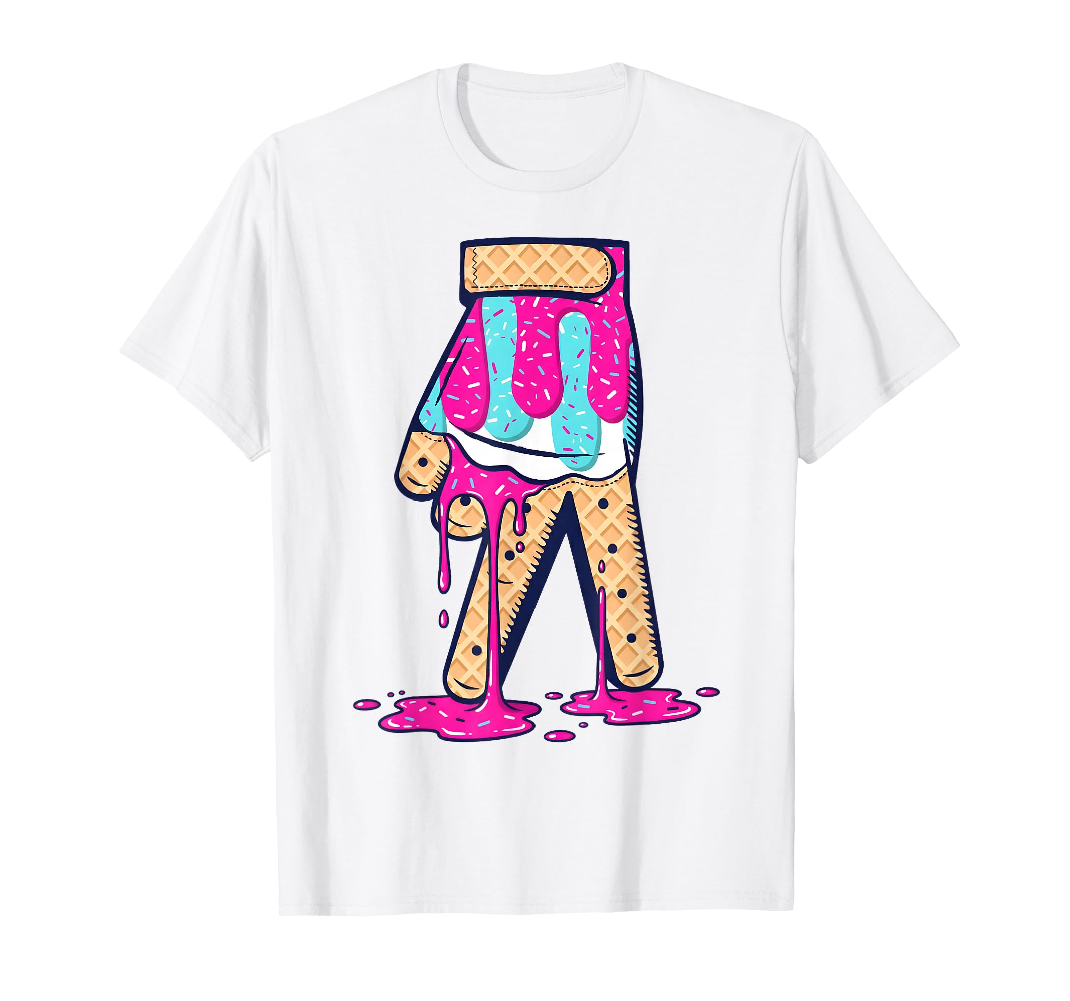Baseball Ice Cream Drip Glove T-Shirt - Minimalist Print Men Women - T-Shirt, Sweatshirt, Hoodie