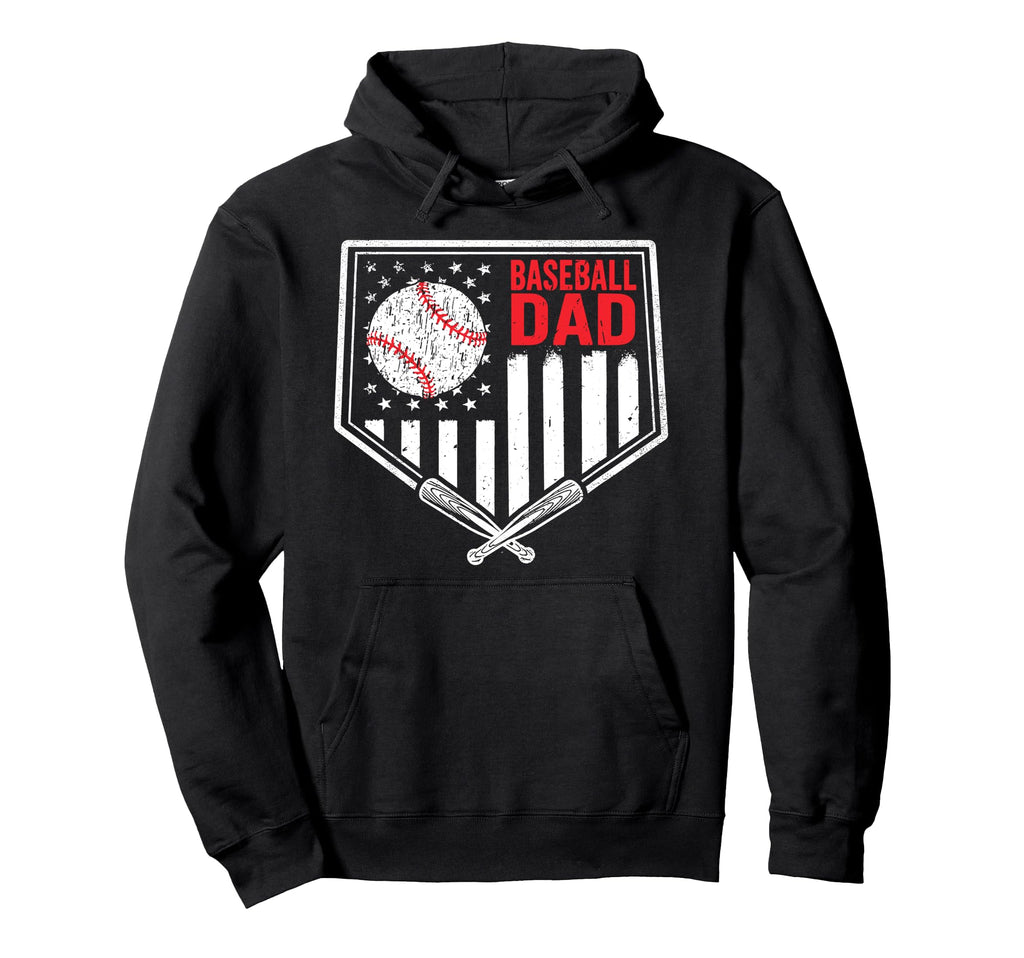 Baseball Dad Usa American Flag Fathers Hoodie - Fun Novelty Design Unisex - T-Shirt, Sweatshirt, Hoodie