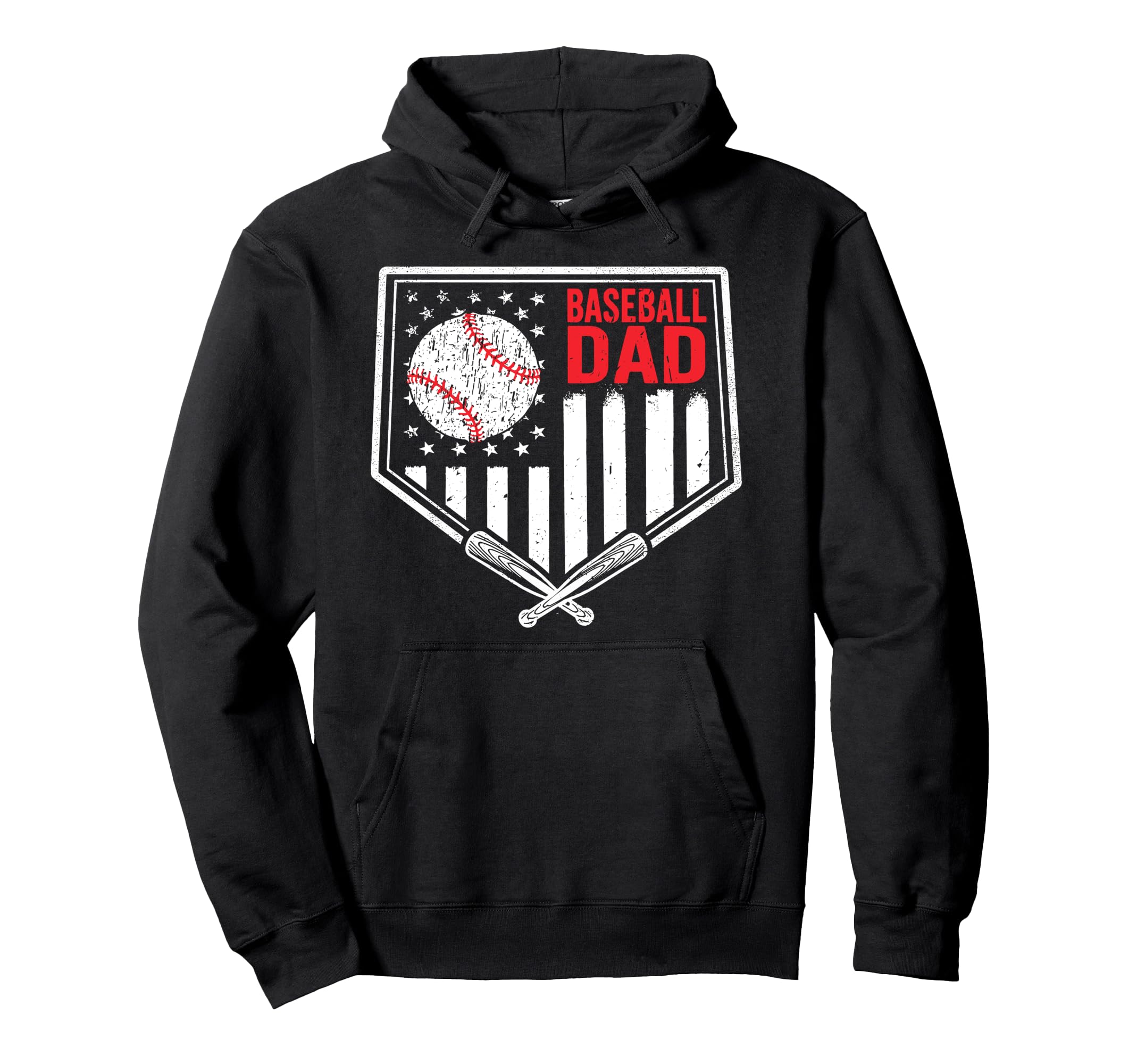 Baseball Dad Usa American Flag Fathers Hoodie - Fun Novelty Design Unisex - T-Shirt, Sweatshirt, Hoodie