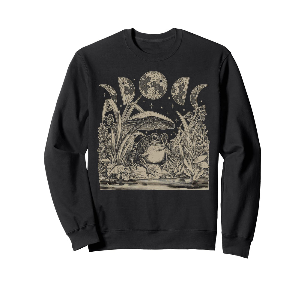 Whimsy Goth Fairycore Witchy Frog Sweatshirt - Minimalist Print for Adults - T-Shirt, Sweatshirt, Hoodie