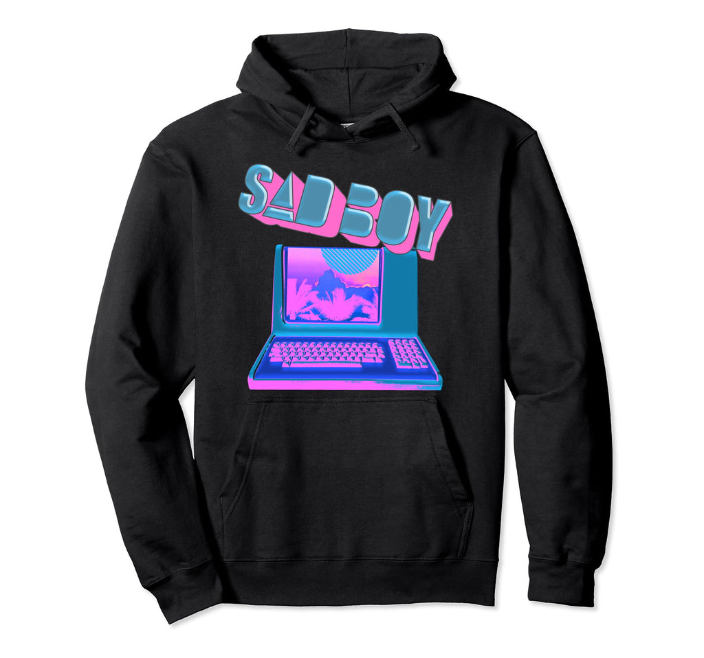 Vaporwave Aesthetic Sad Computer Hoodie - Fun Novelty Design Men Women - T-Shirt, Sweatshirt, Hoodie
