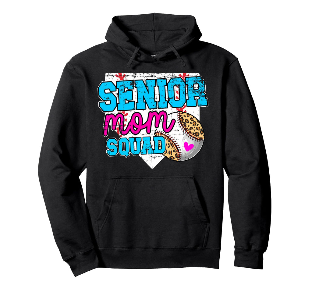 Baseball Senior Mom Squad Baseball Hoodie - Novelty Apparel for Adults - T-Shirt, Sweatshirt, Hoodie