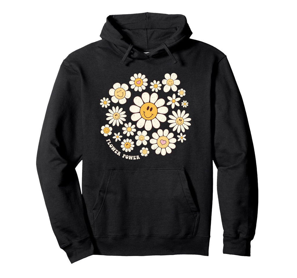 Flower Power Smile Face Flower Happy Hoodie - Aesthetic Graphic Men Women - T-Shirt, Sweatshirt, Hoodie