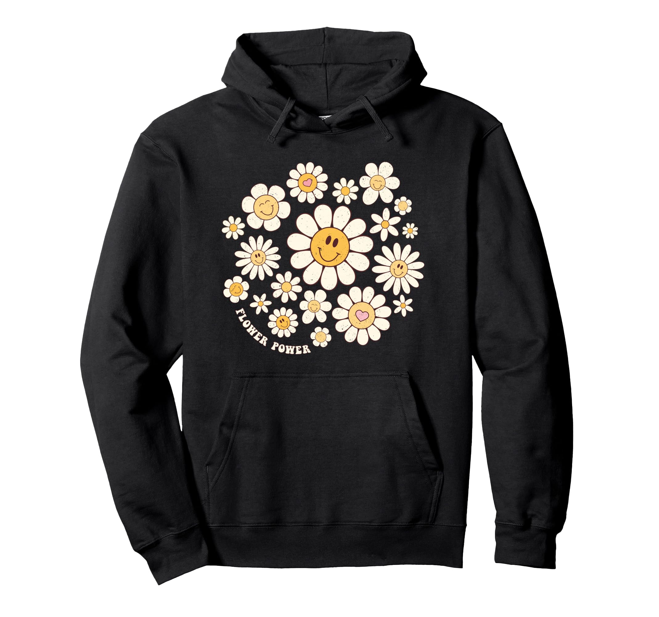 Flower Power Smile Face Flower Happy Hoodie - Aesthetic Graphic Men Women - T-Shirt, Sweatshirt, Hoodie