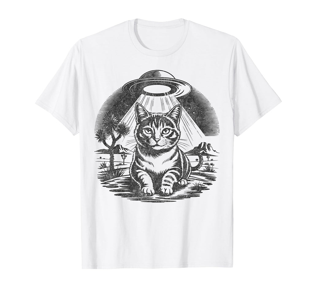 Funny Cat Western Ufo Cowboy Cat T-Shirt - Custom Art Print for Adults - T-Shirt, Sweatshirt, Hoodie