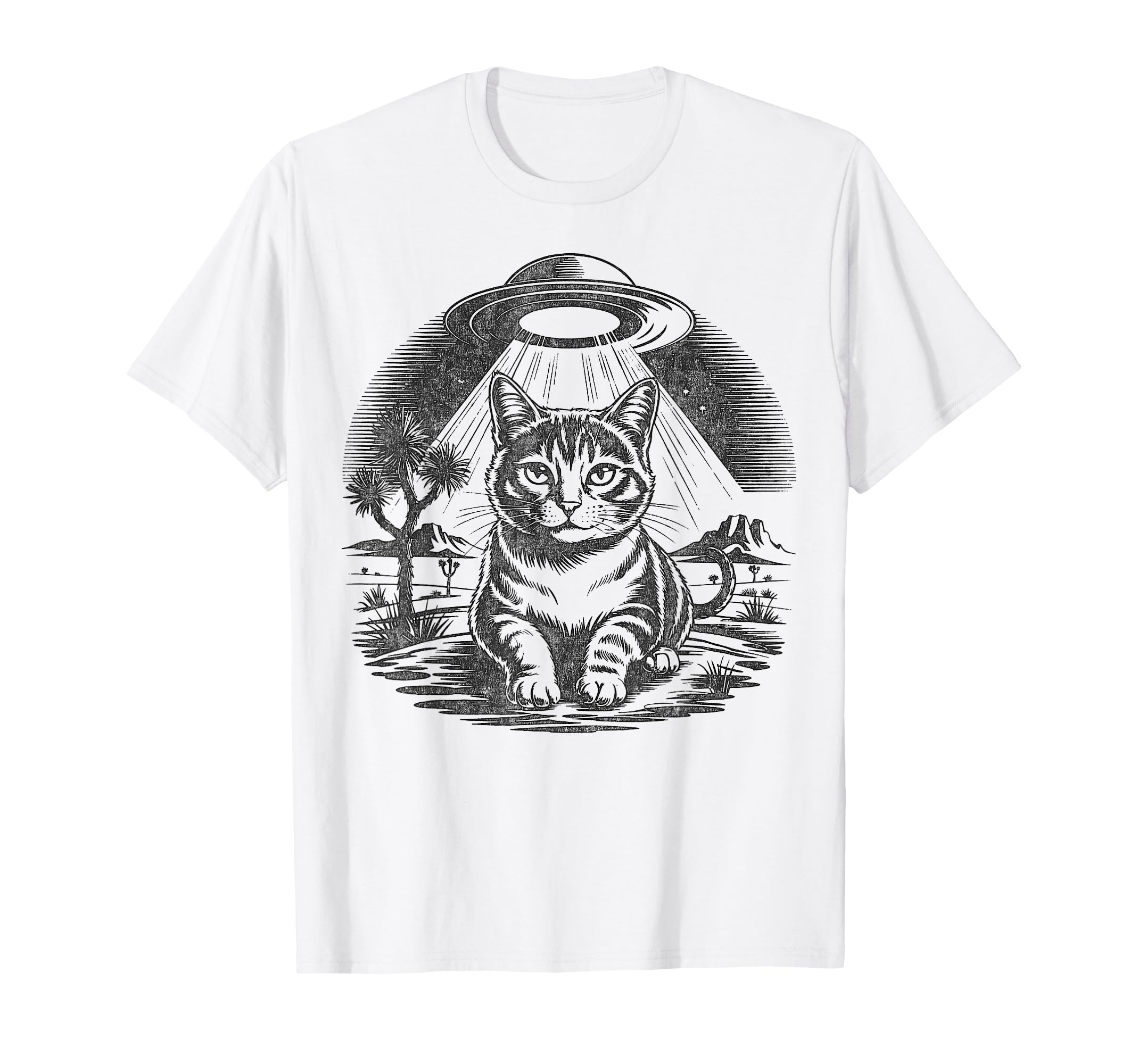 Funny Cat Western Ufo Cowboy Cat T-Shirt - Custom Art Print for Adults - T-Shirt, Sweatshirt, Hoodie