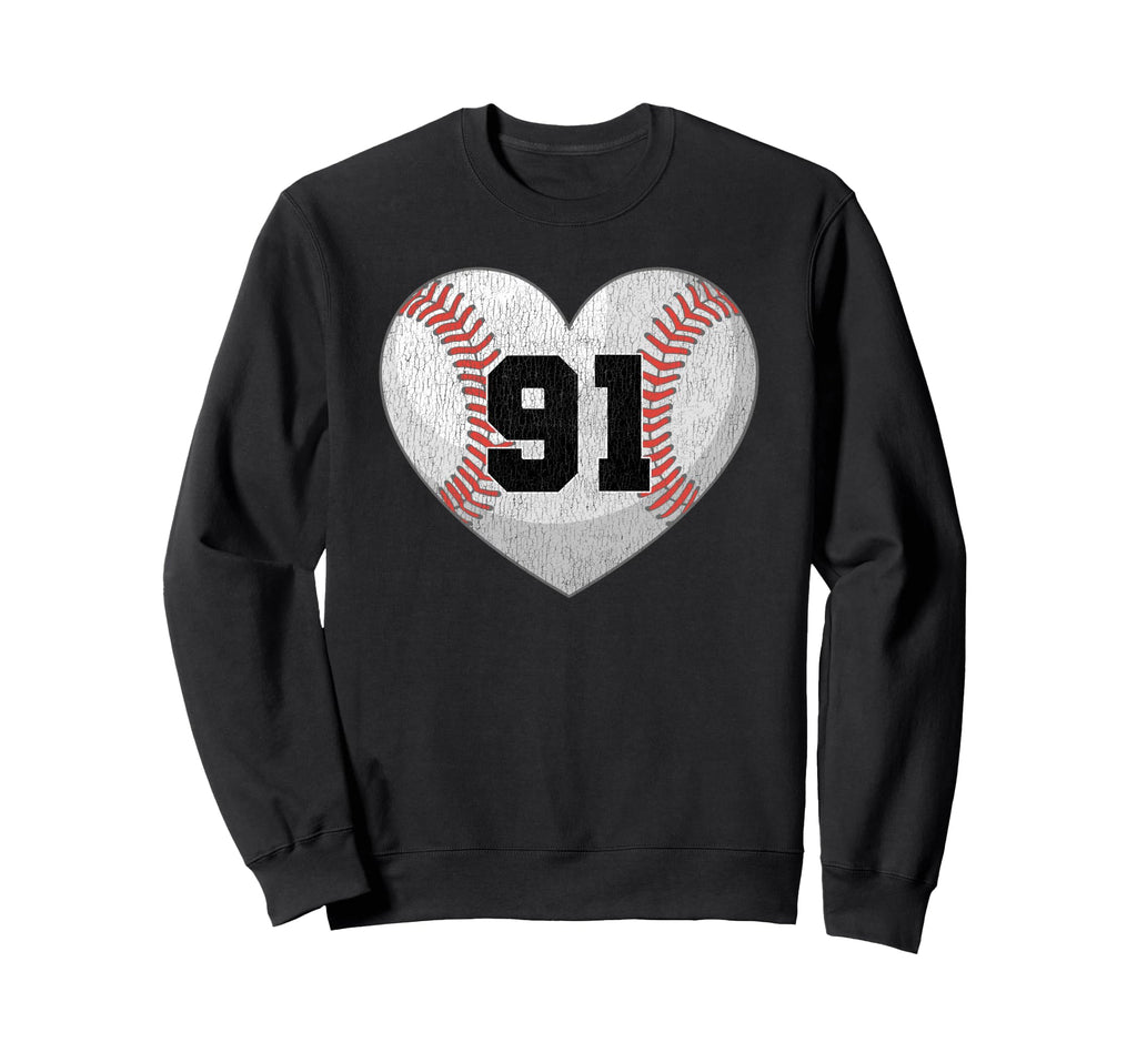 Baseball Number 91 Distressed Sweatshirt - Streetwear Style for Adults - T-Shirt, Sweatshirt, Hoodie