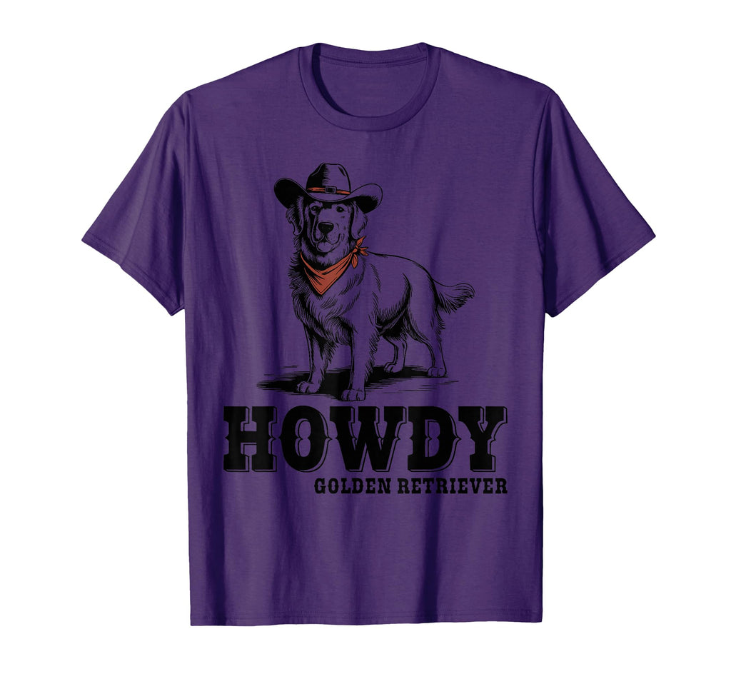 Howdy Golden Retriever Cowboy Dog Lovers T-Shirt - Minimalist Print Unisex - T-Shirt, Sweatshirt, Hoodie
