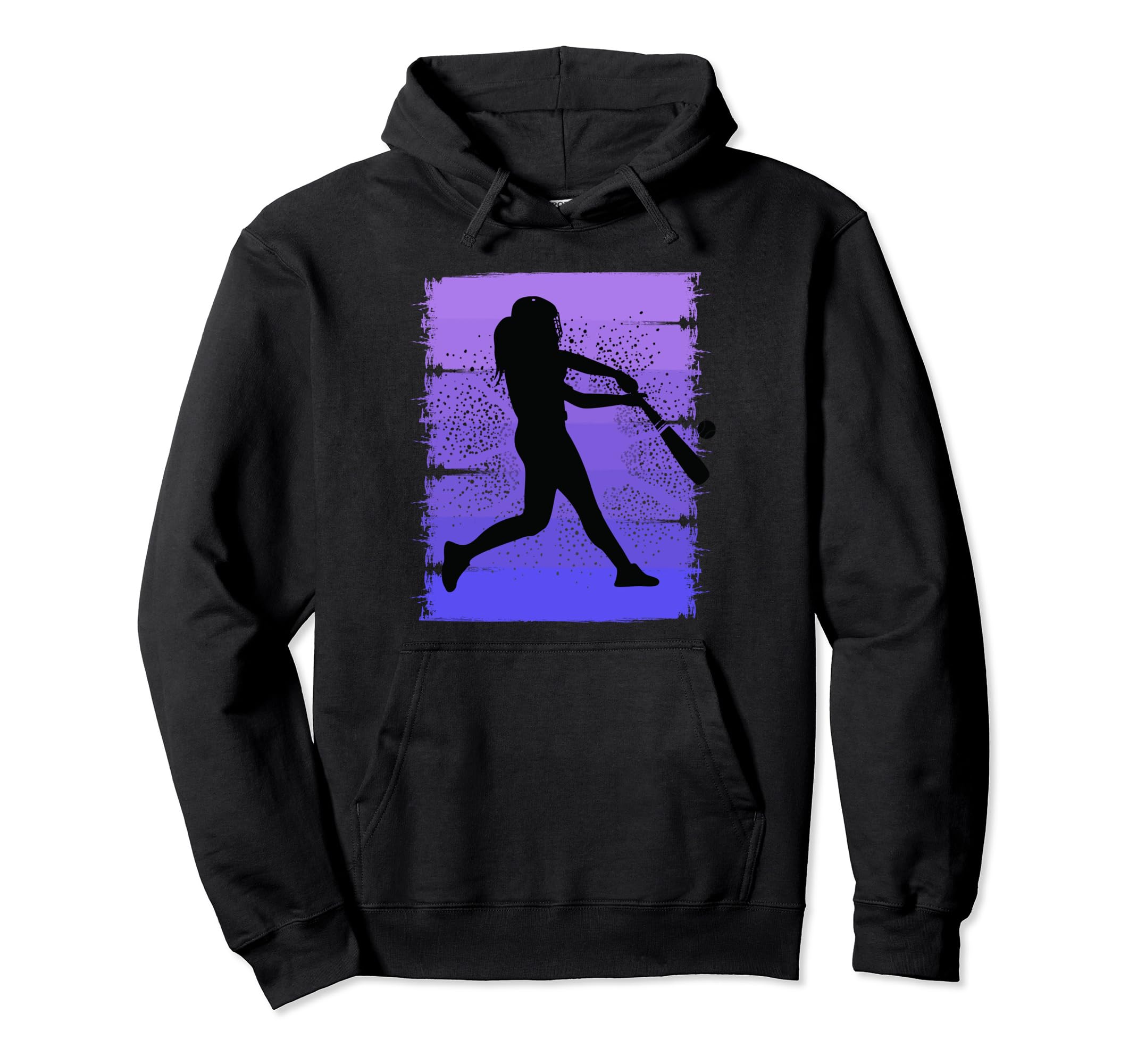 Purple Softball Baseball Distressed Hoodie - Custom Art Print Unisex - T-Shirt, Sweatshirt, Hoodie