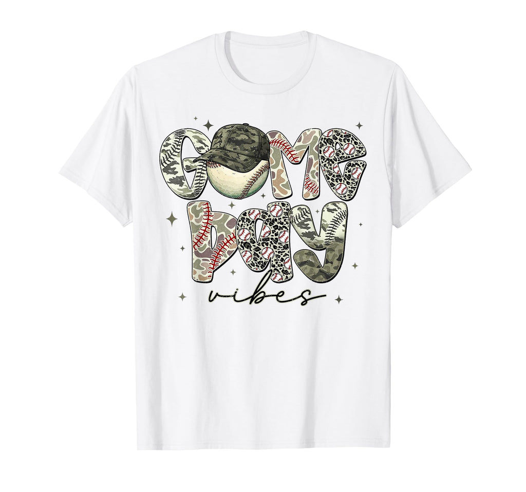 Camo Game Day Vibes Baseball Moms T-Shirt - Fun Novelty Design Men Women - T-Shirt, Sweatshirt, Hoodie
