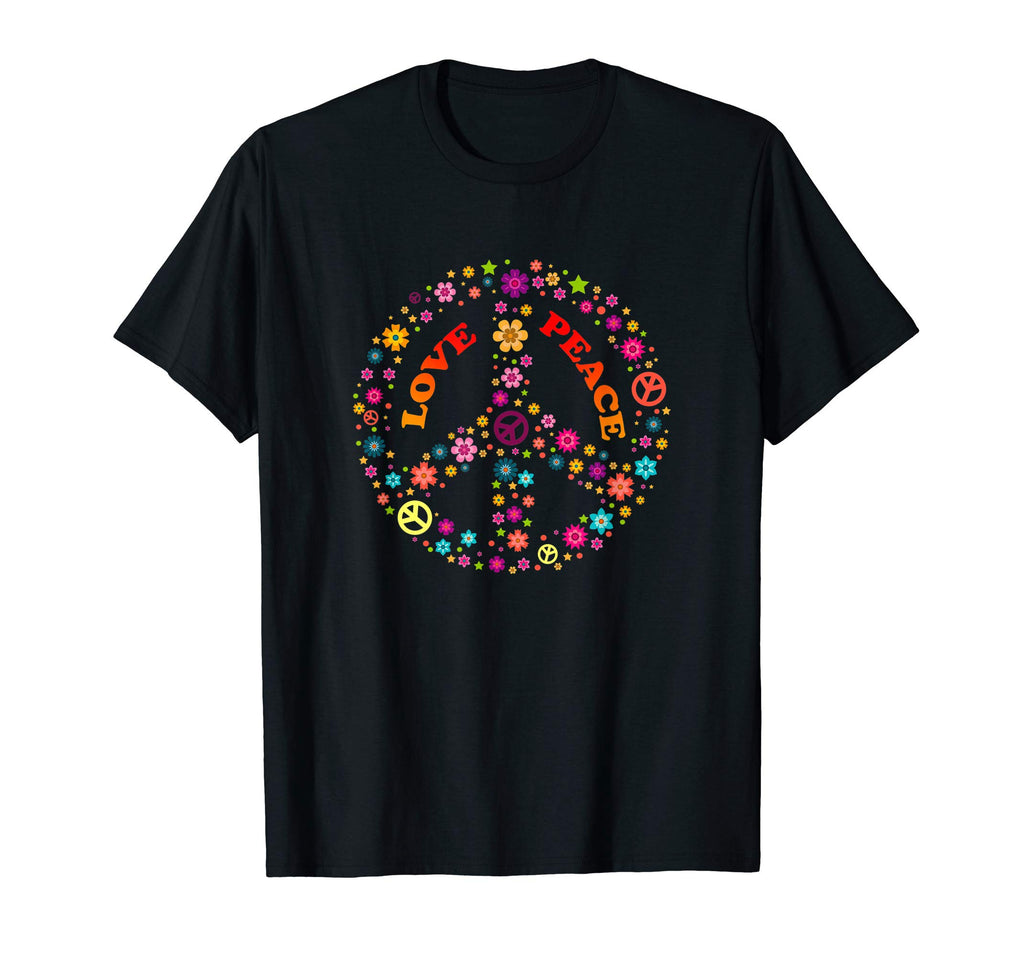Peace Sign Love 60S 70S Hippie Costume T-Shirt - Custom Art Print Unisex - T-Shirt, Sweatshirt, Hoodie