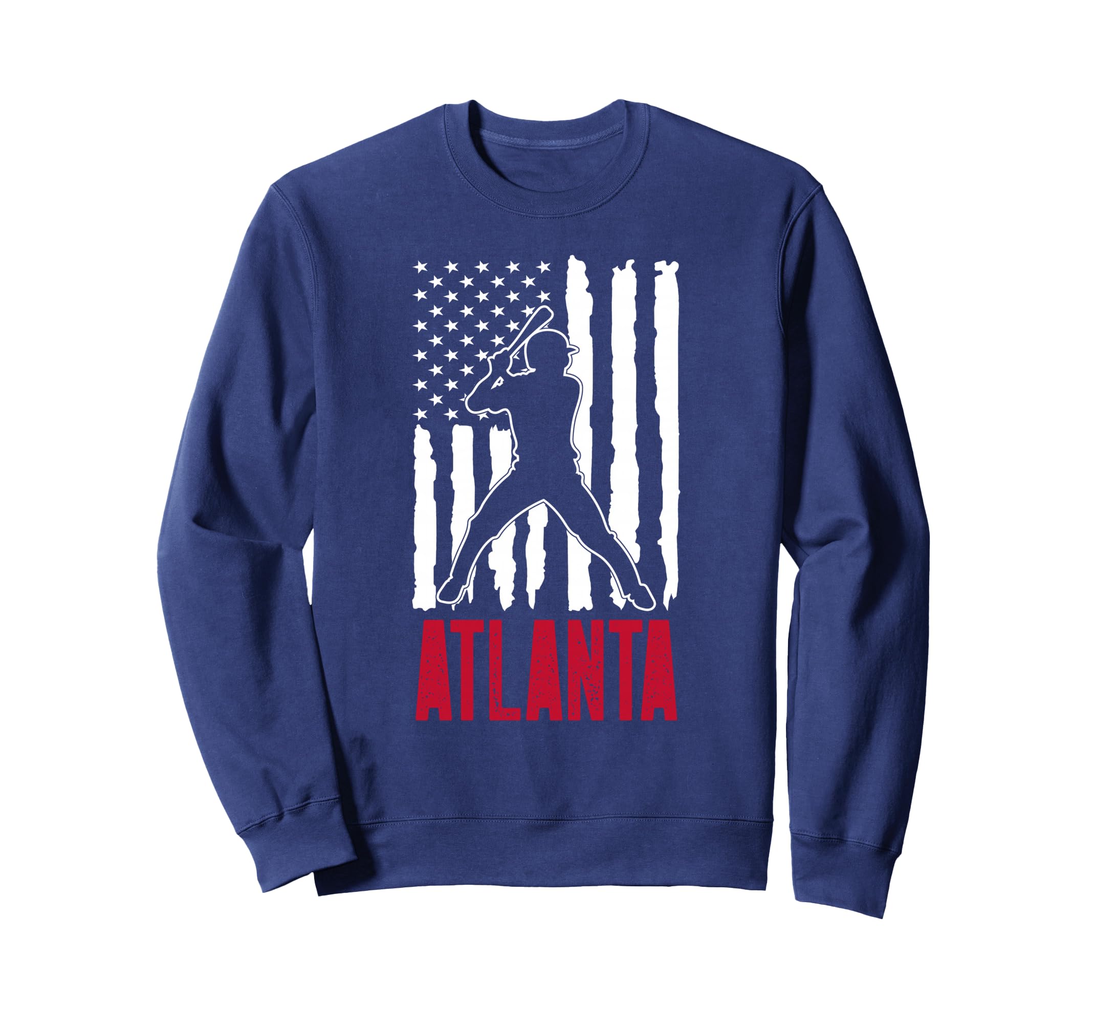 Atlanta American Flag Distressed Sweatshirt - Graphic Print for Adults - T-Shirt, Sweatshirt, Hoodie
