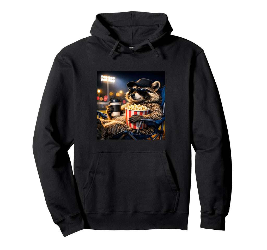 Raccoon Funny Baseball Night From Dad Mom Hoodie - Graphic Print Men Women - T-Shirt, Sweatshirt, Hoodie