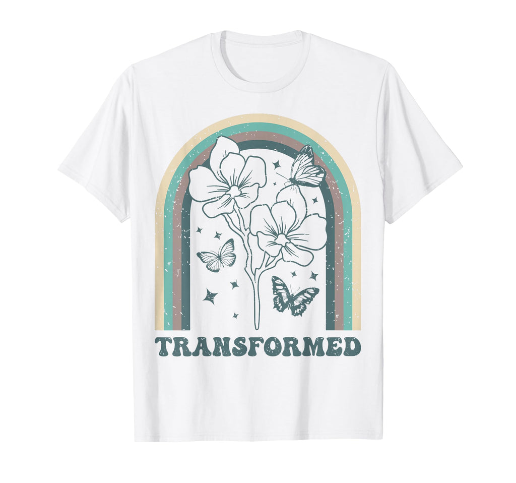 Transformed Butterfly Floral Rainbow T-Shirt - Trendy Graphic Men Women - T-Shirt, Sweatshirt, Hoodie