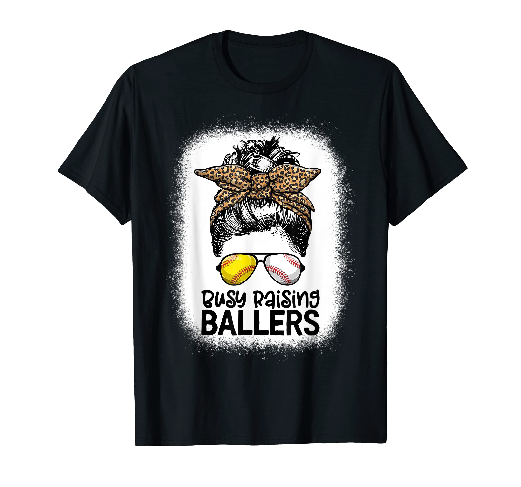Mom Both Baseball Softball Messy Bun T-Shirt - Unique Graphic for Adults - T-Shirt, Sweatshirt, Hoodie