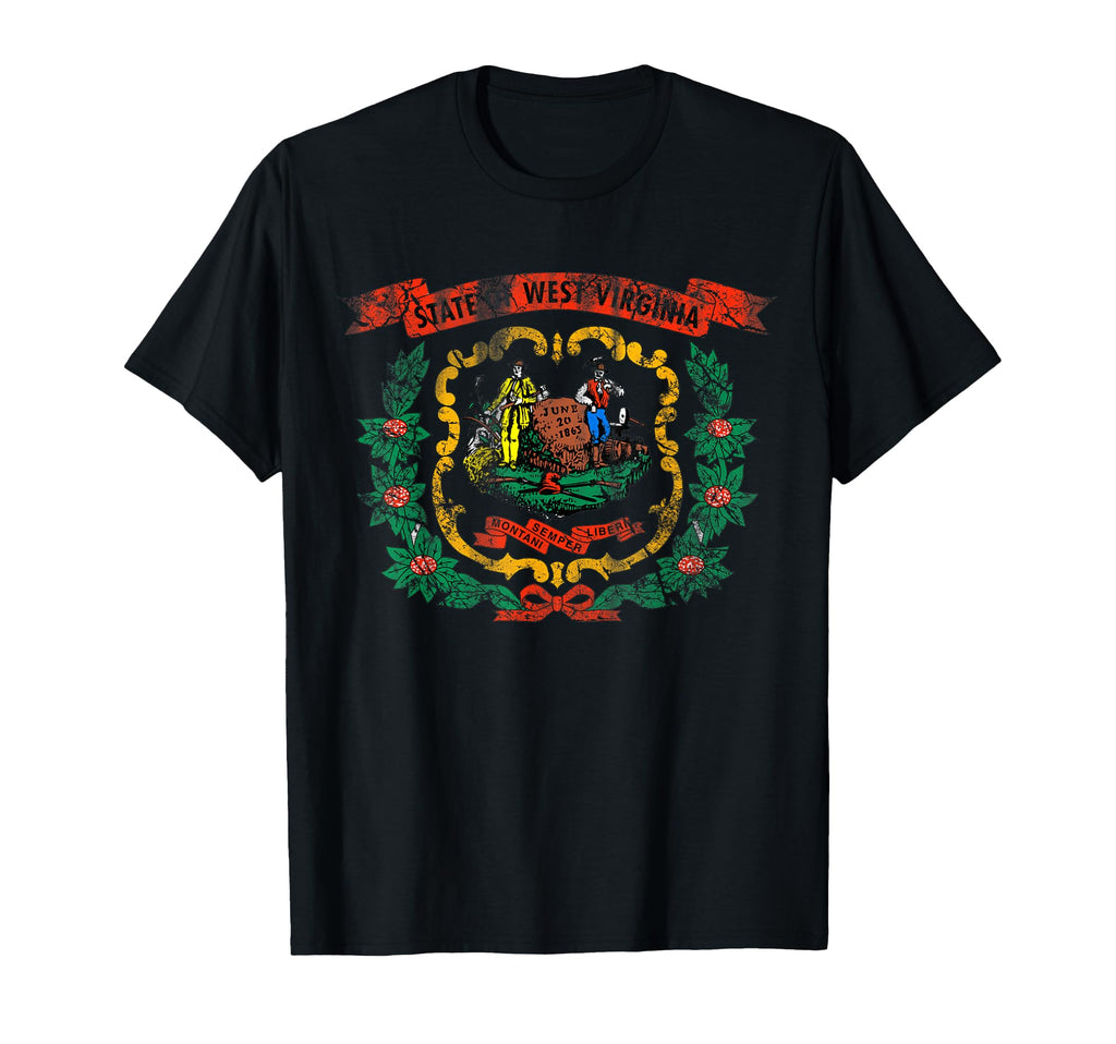Fade West Virginia Flag Home T-Shirt - Casual Everyday Wear Men Women - T-Shirt, Sweatshirt, Hoodie