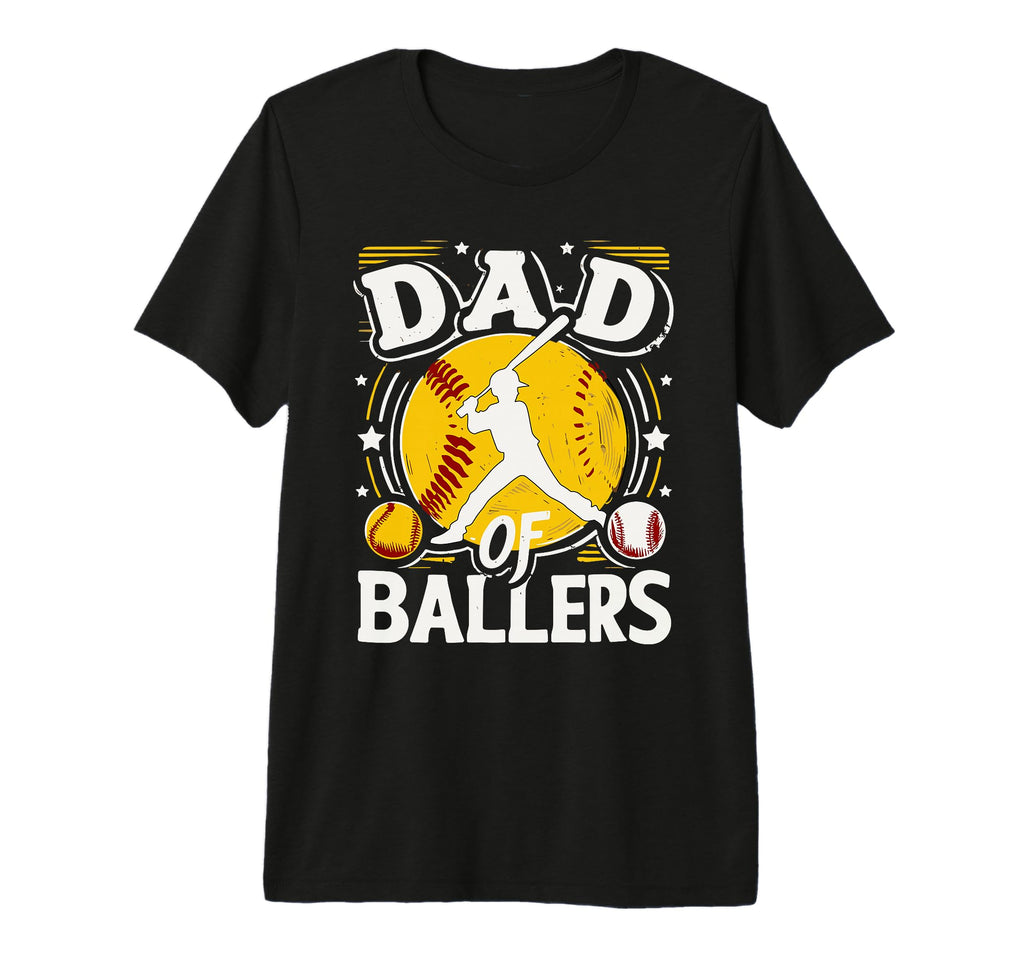 Mens Dad Ballers Dad Baseball And T-Shirt - Custom Art Print Unisex - T-Shirt, Sweatshirt, Hoodie