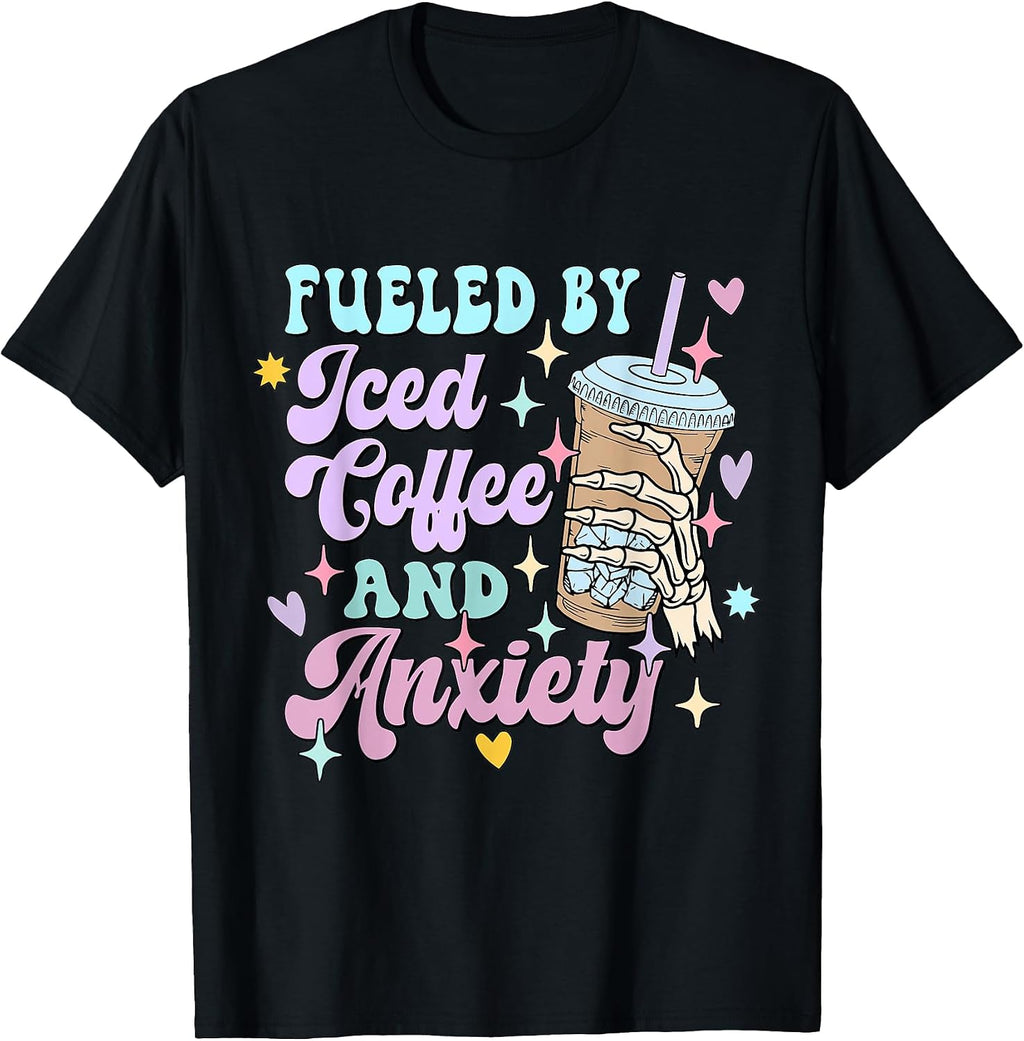 Fueled by Iced Coffee and Anxiety Miracle - Adult & Kids T-Shirts, Sweatshirts & Hoodies apparel design preview 1