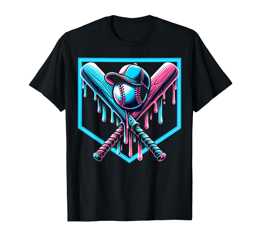 Baseball Home Plate Drip Baseball T-Shirt - Casual Everyday Wear Men Women - T-Shirt, Sweatshirt, Hoodie