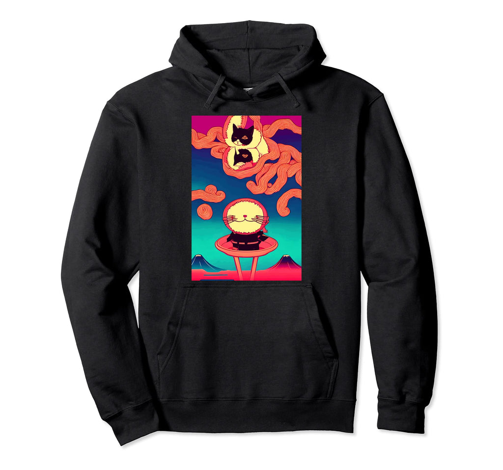 Kawaii Funny Japanese Cat Great Ramen Hoodie - Casual Everyday Wear Unisex - T-Shirt, Sweatshirt, Hoodie