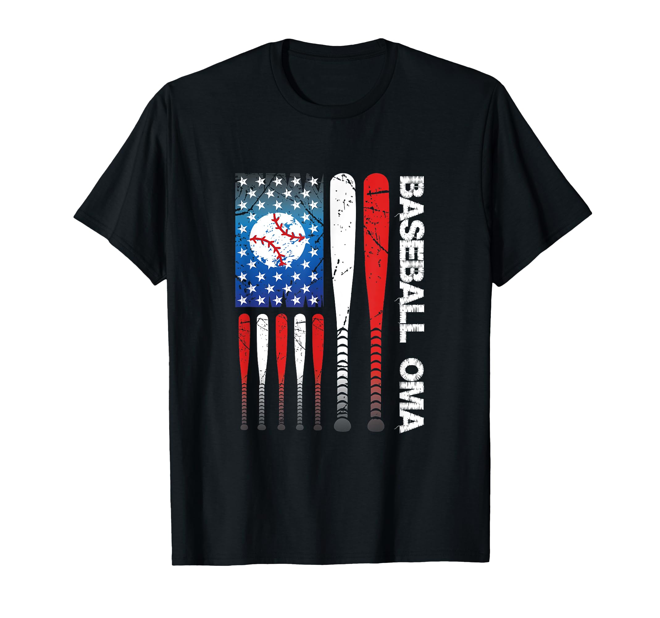 Patriotic American Flag Baseball Oma Grandma T-Shirt - Graphic Print Unisex - T-Shirt, Sweatshirt, Hoodie