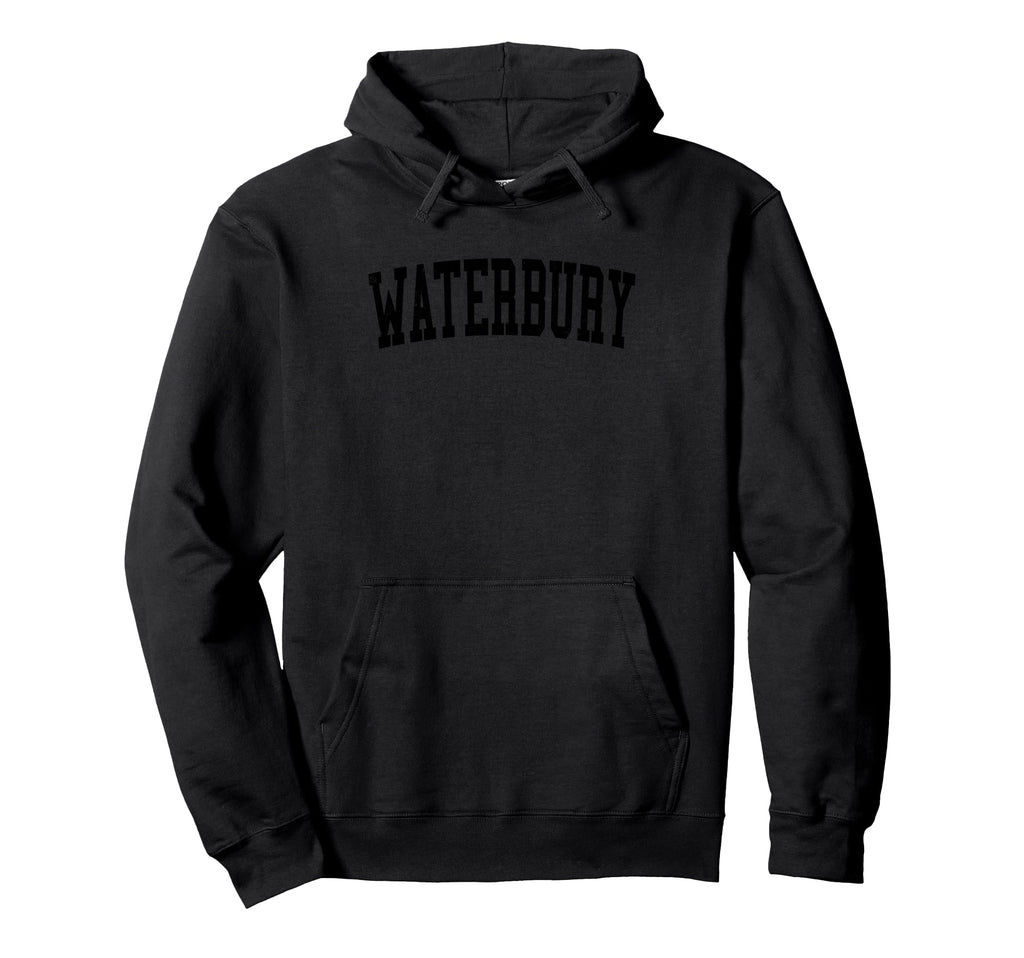 Waterbury Ct Distressed Black Varsity Hoodie - Unique Graphic Unisex - T-Shirt, Sweatshirt, Hoodie