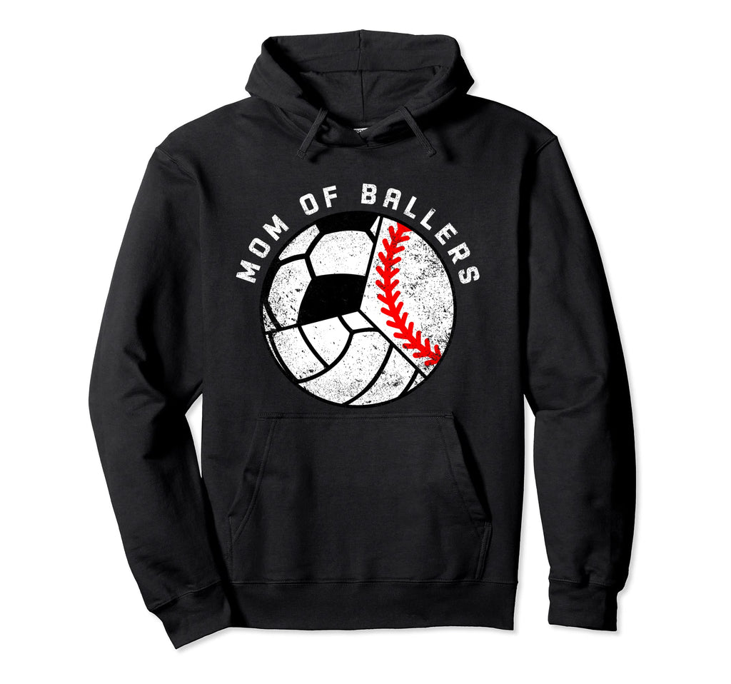 Mom Ballers Funny Baseball Volleyball Hoodie - Trendy Graphic Unisex - T-Shirt, Sweatshirt, Hoodie