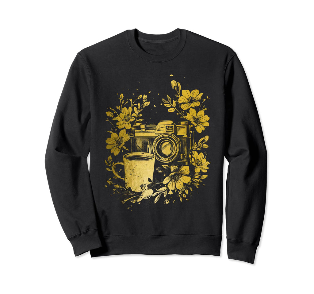 Photographer Coffee Camera Flowers Sweatshirt - Novelty Apparel Unisex - T-Shirt, Sweatshirt, Hoodie