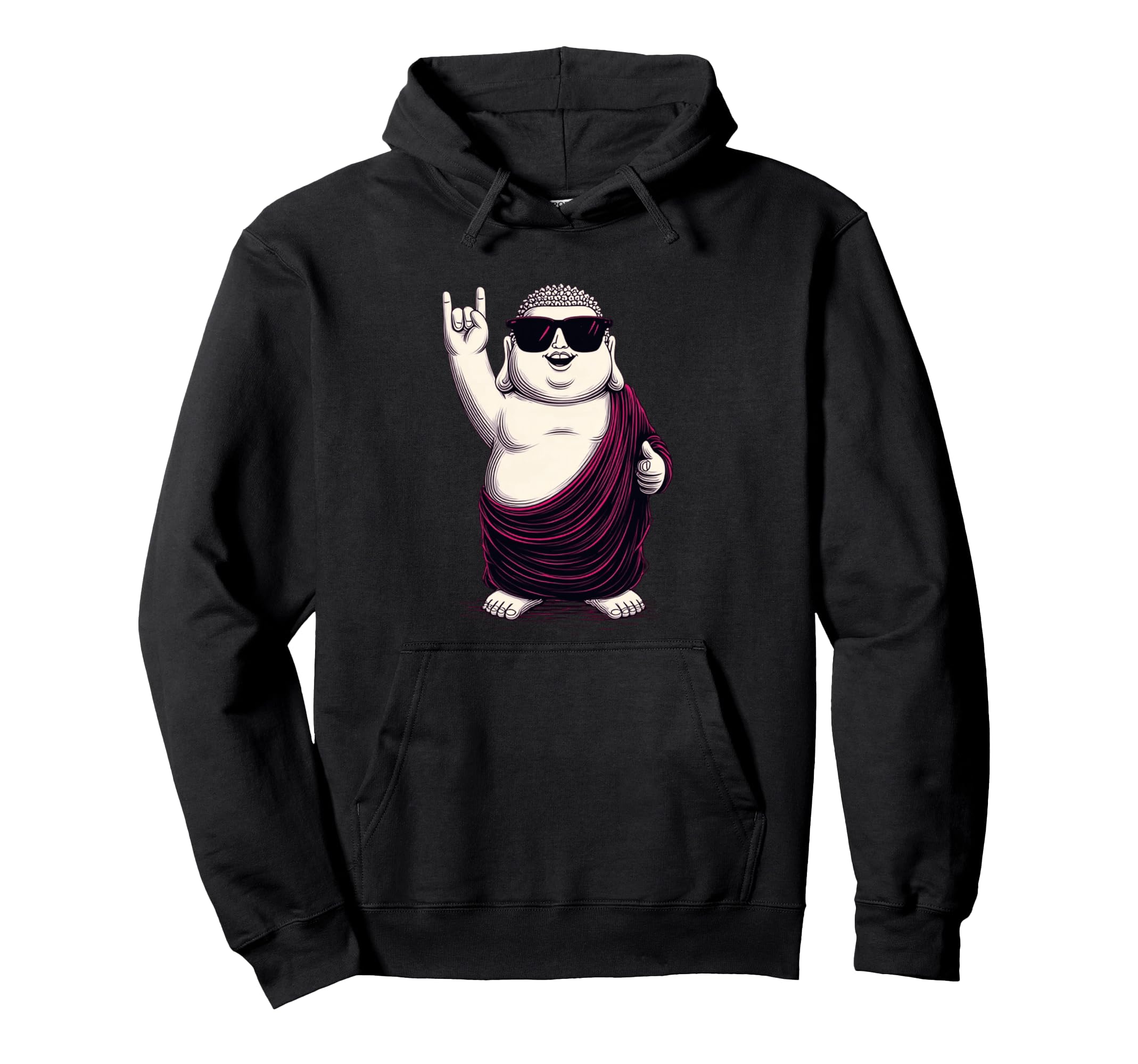 Funny Buddha Monk Rock Chill Hoodie - Minimalist Print Unisex - T-Shirt, Sweatshirt, Hoodie