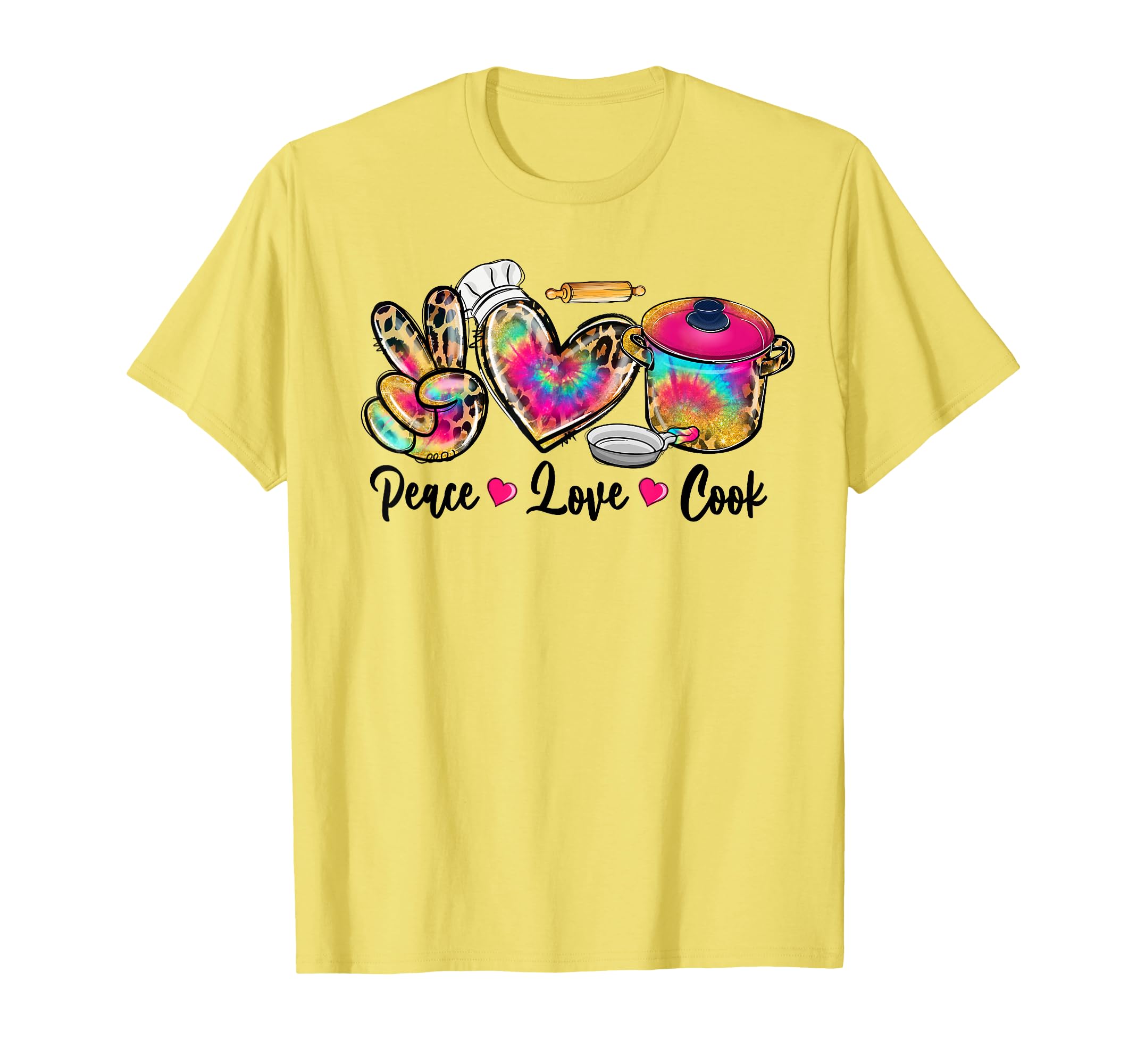 Peace Love Cooking Lunch Lady T-Shirt - Casual Everyday Wear Men Women - T-Shirt, Sweatshirt, Hoodie