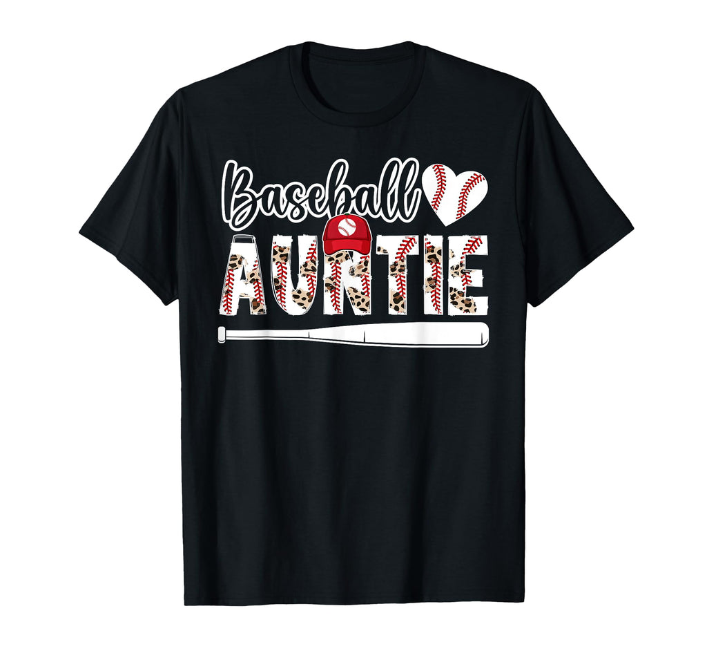 Baseball Auntie Leopard Baseball Aunt T-Shirt - Minimalist Print Unisex - T-Shirt, Sweatshirt, Hoodie