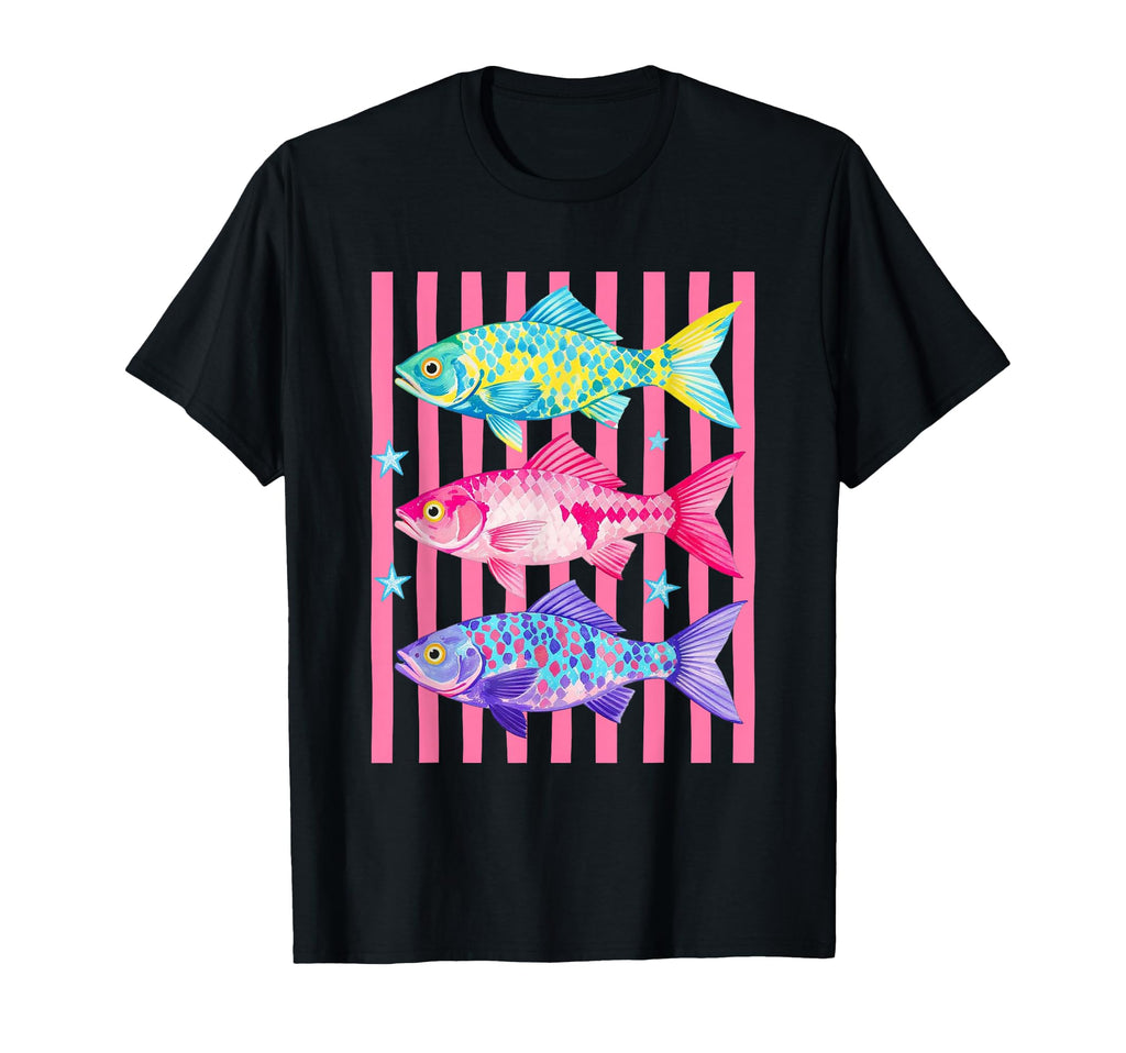 Preppy Fish Striped Summertime Travel T-Shirt - Streetwear Style Unisex - T-Shirt, Sweatshirt, Hoodie