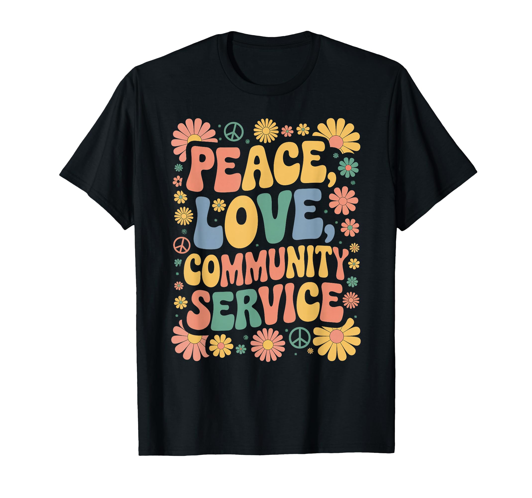 Community Volunteer 70S Peace Love T-Shirt - Unique Graphic for Adults - T-Shirt, Sweatshirt, Hoodie