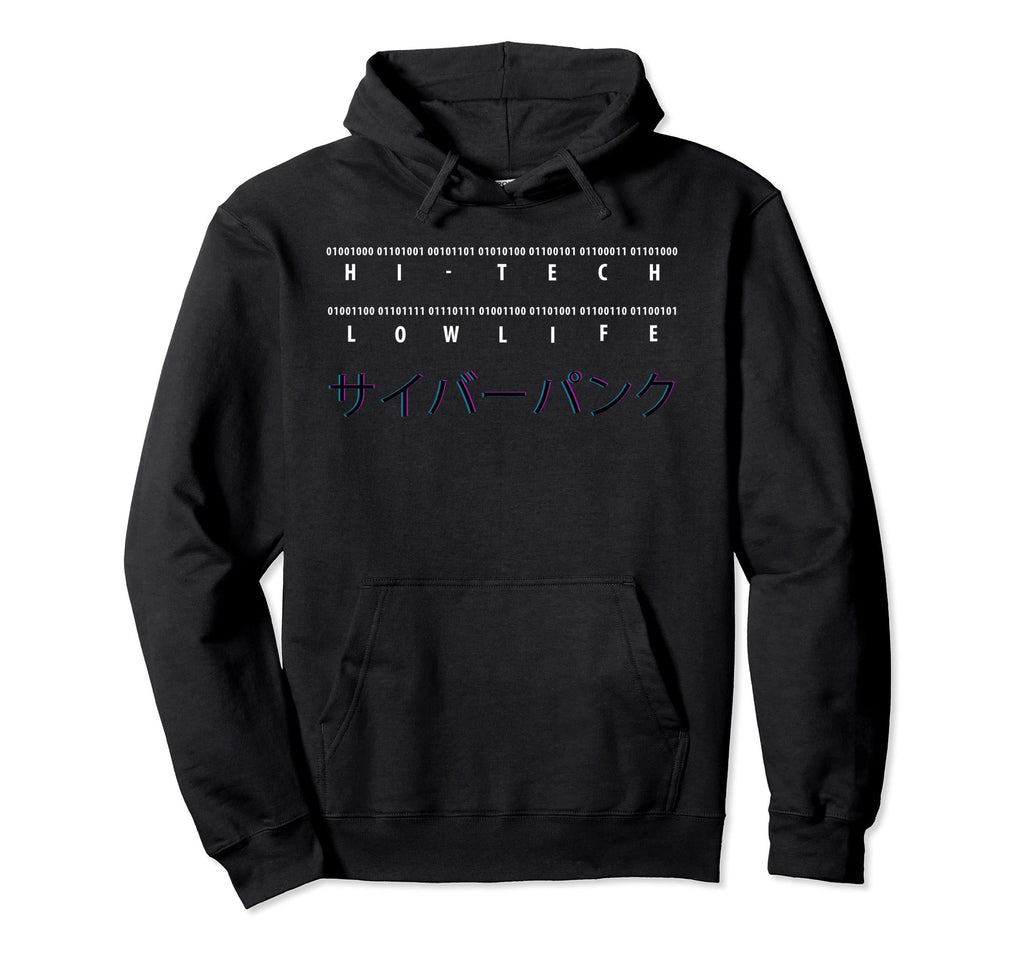 Hi Tech Low Life Binary Code Vaporwave Hoodie - Novelty Apparel Men Women - T-Shirt, Sweatshirt, Hoodie