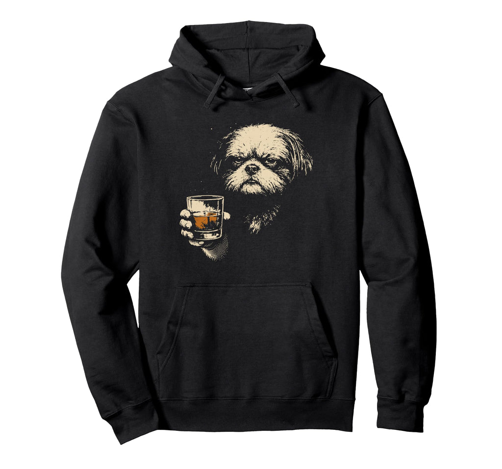 Shih Tzu Drinking Whiskey 90S Hoodie - Fun Novelty Design for Adults - T-Shirt, Sweatshirt, Hoodie