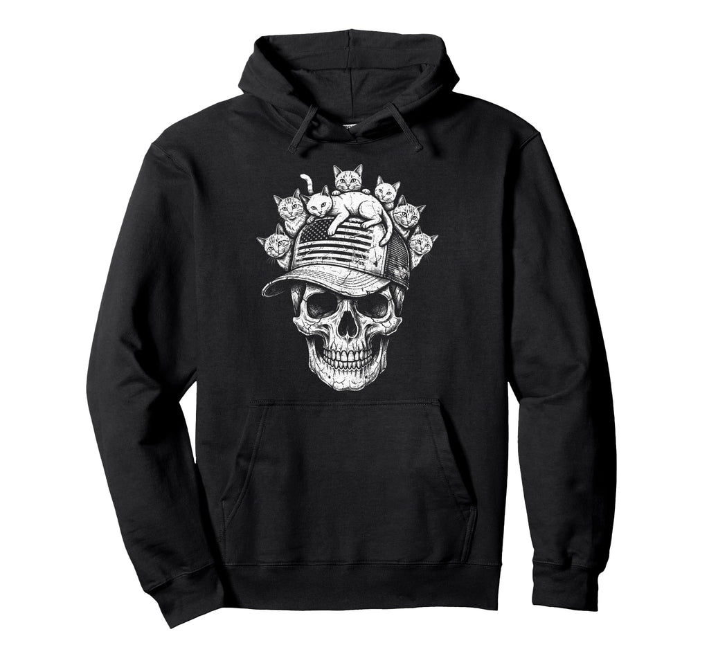 Skull Cat Skeleton Kitty Kitten Gothic Hoodie - Custom Art Print Men Women - T-Shirt, Sweatshirt, Hoodie