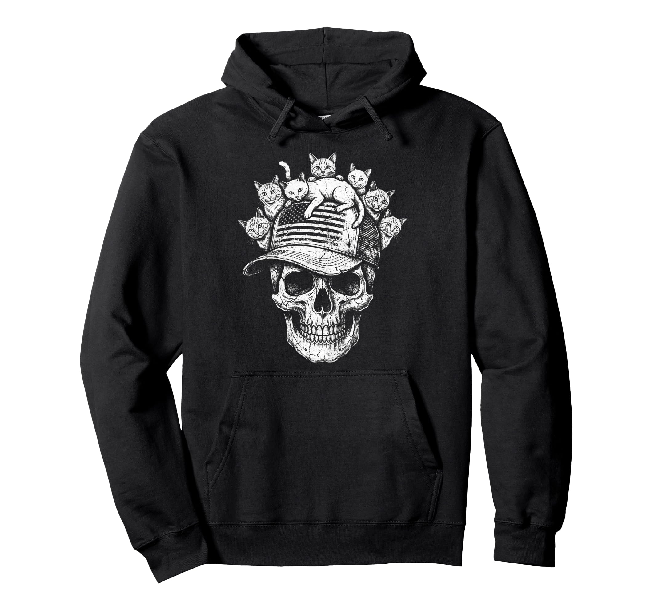 Skull Cat Skeleton Kitty Kitten Gothic Hoodie - Custom Art Print Men Women - T-Shirt, Sweatshirt, Hoodie