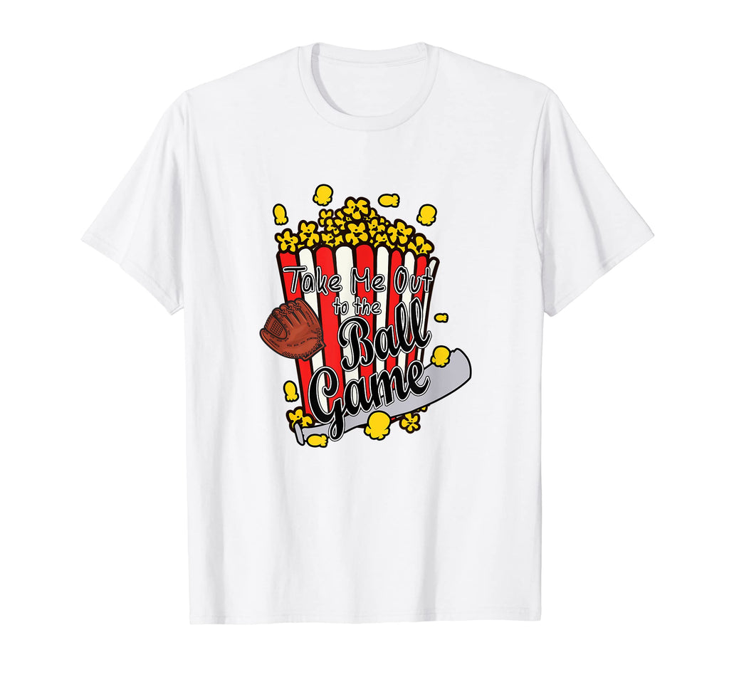 Popcorn Take Me Out To Baseball Mom T-Shirt - Custom Art Print Men Women - T-Shirt, Sweatshirt, Hoodie