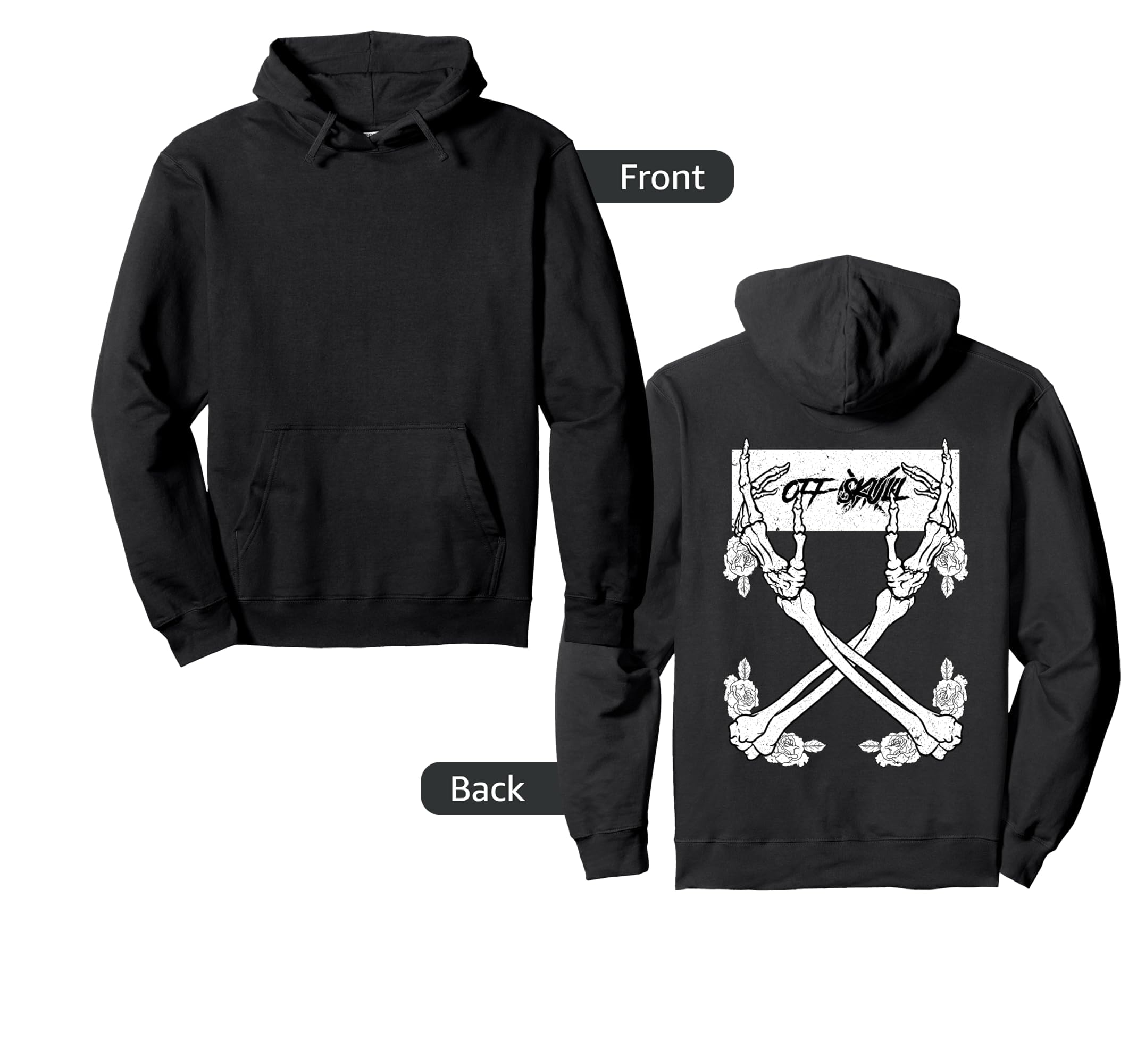 Off Skull Skeleton Backprint Aesthetic Hoodie - Minimalist Print Men Women - T-Shirt, Sweatshirt, Hoodie