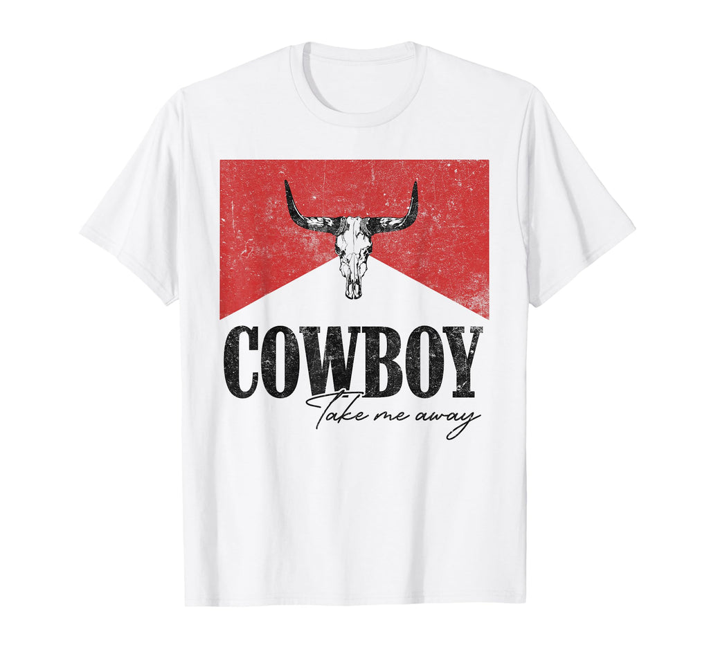 Leopard Bull Skull Cowboy Take Me Away T-Shirt - Aesthetic Graphic Unisex - T-Shirt, Sweatshirt, Hoodie
