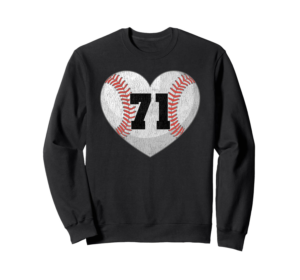 Baseball Number 71 Distressed Heart Sweatshirt - Graphic Print for Adults - T-Shirt, Sweatshirt, Hoodie