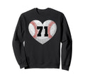 Baseball Number 71 Distressed Heart Sweatshirt - Graphic Print for Adults - T-Shirt, Sweatshirt, Hoodie