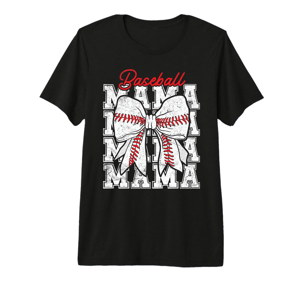 Baseball Mama Coquette Bow Game Day T-Shirt - Fun Novelty Design Men Women - T-Shirt, Sweatshirt, Hoodie