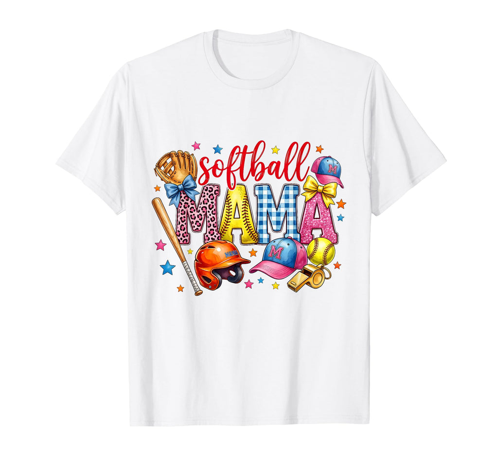 Softball Mama Leopard Bow Game Day Mom T-Shirt - Trendy Graphic for Adults - T-Shirt, Sweatshirt, Hoodie