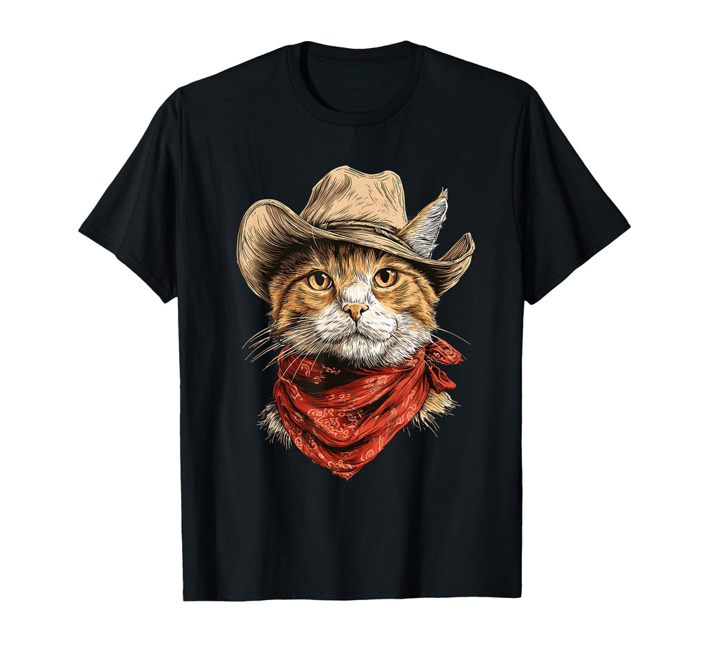 Country Western Cowgirl Funny Cowboy Cat T-Shirt - Unique Graphic Unisex - T-Shirt, Sweatshirt, Hoodie